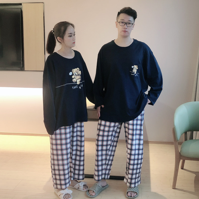 春秋款情侣特大加肥加大码纯棉睡衣 贝慕雪睡衣/家居服套装