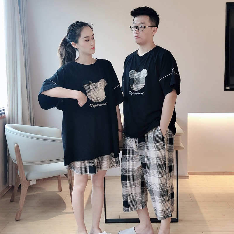 格子休闲大码胖mm200斤纯棉睡衣 贝慕雪睡衣/家居服套装