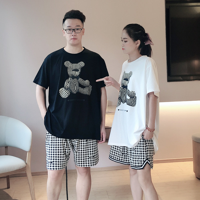 情侣夏季纯棉短袖休闲可外穿睡衣 贝慕雪睡衣/家居服套装