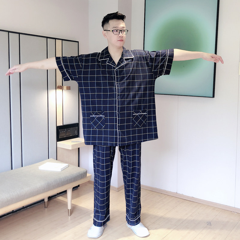 男短袖长裤全棉大码特大300斤睡衣 贝慕雪睡衣/家居服套装