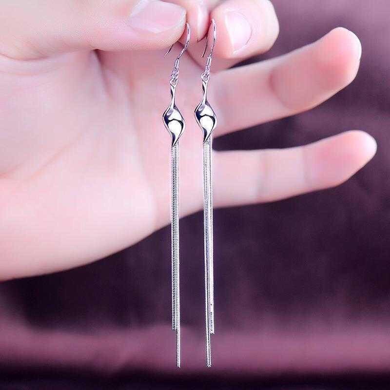 999纯银耳钩长款超仙耳女简约时尚气质流苏线圆脸显瘦性感耳坠,淘宝优惠券,粉丝福利购,淘宝优惠卷