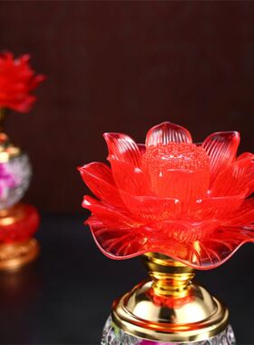 led七彩莲花灯家用插电一对变色宝莲灯荷花灯水晶灯