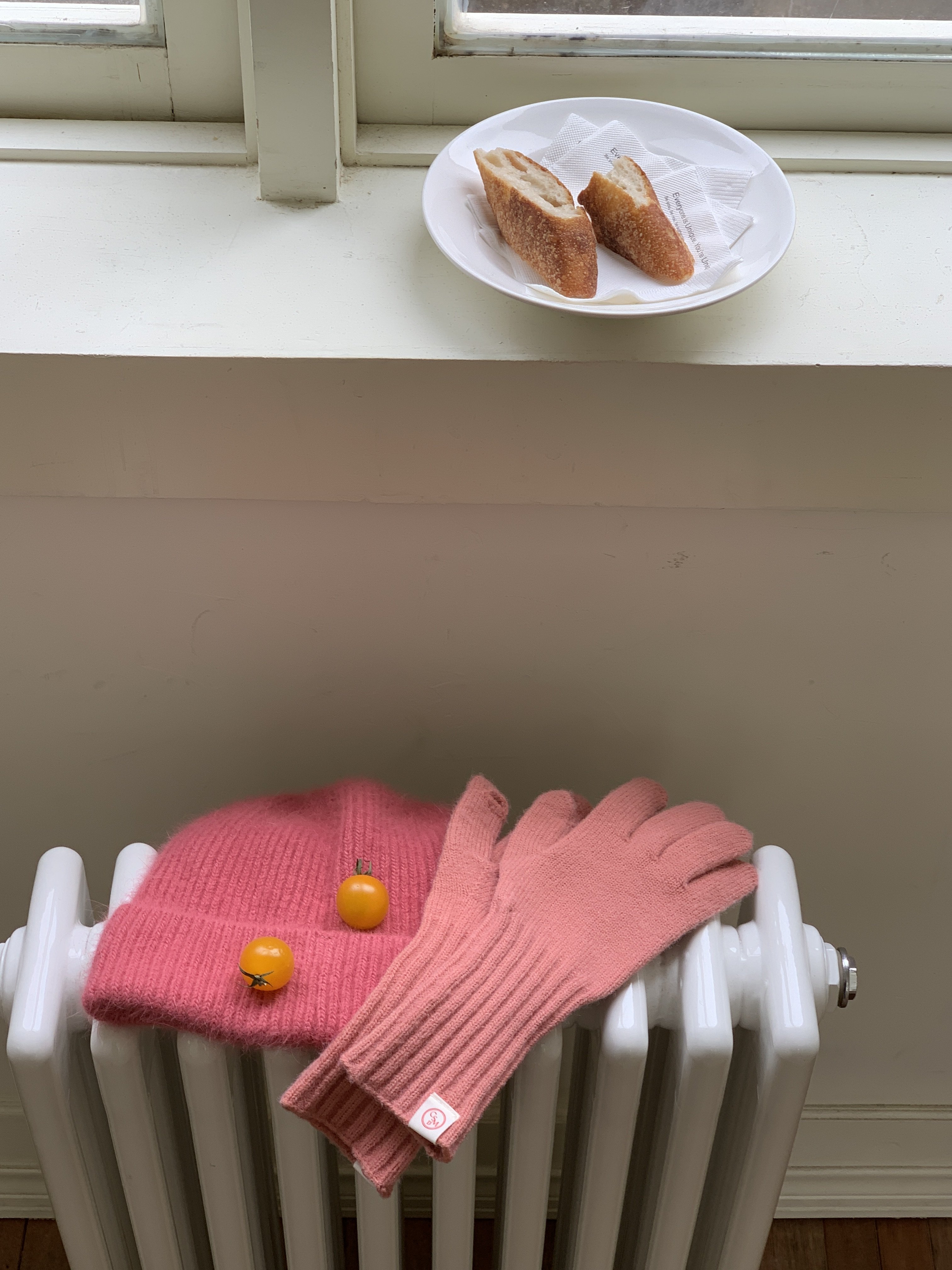 定制款~粉色兔毛毛线帽女秋冬户外保暖帽子氛围感针织冷帽堆堆帽