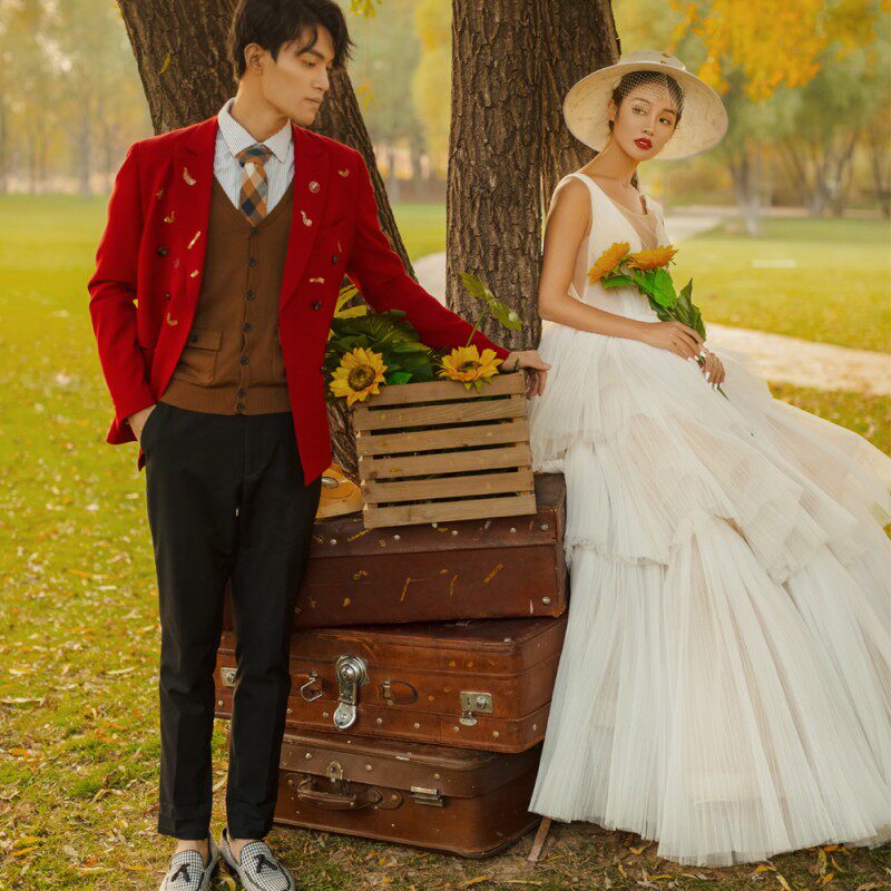 影楼新款画报法式浪漫田园风婚纱 耳夲婚纱