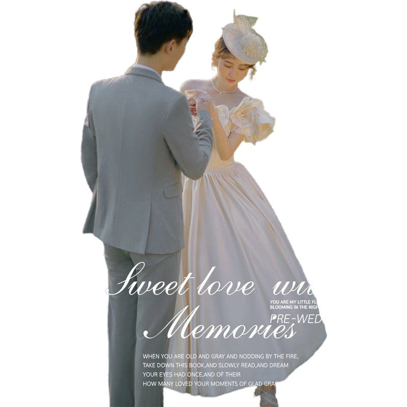 新款影楼主题复古情侣写真婚纱裙 耳夲婚纱