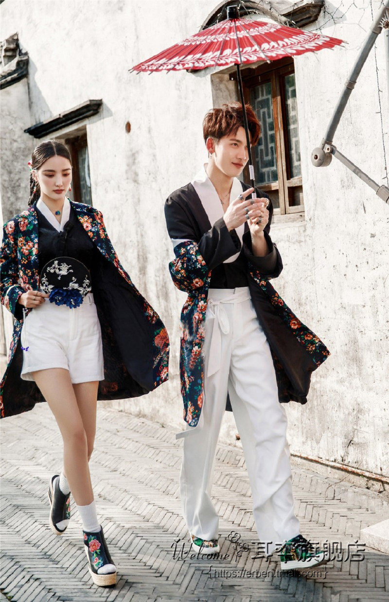 影楼新款情侣服装国潮改良动漫礼服 耳夲民族服装/舞台装