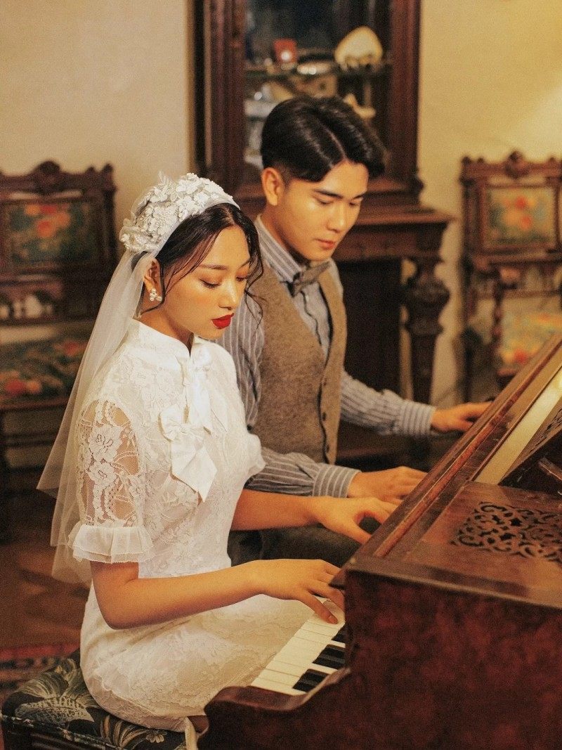 影楼民国风中式轻婚纱改良小礼服 耳夲婚纱