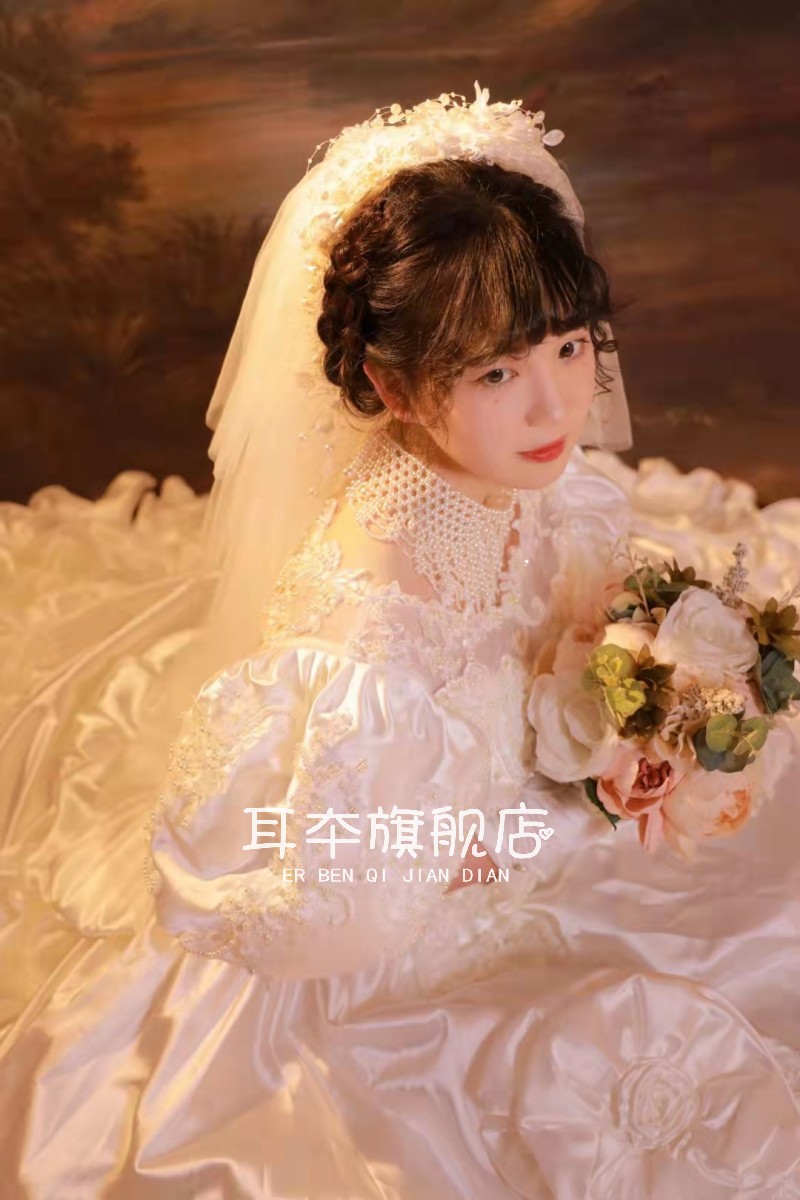 影楼主题vintage古着露背港风婚纱 耳夲婚纱