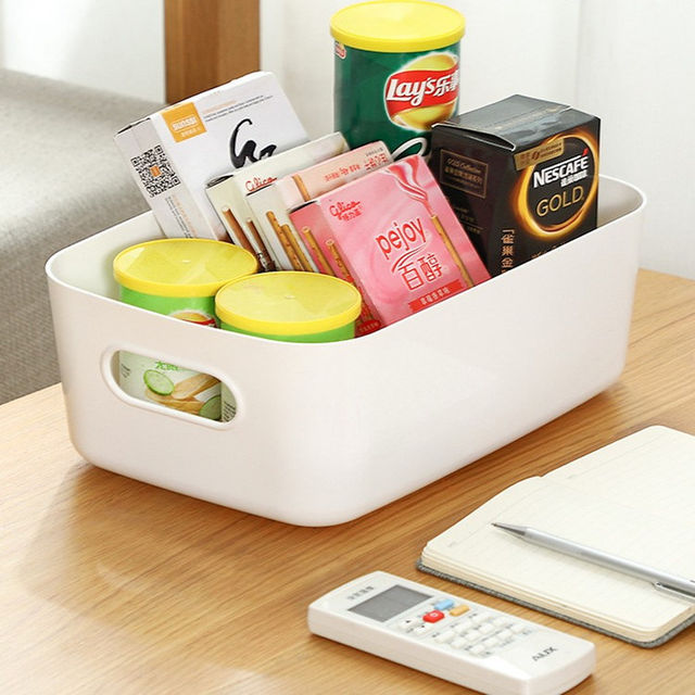 Household cosmetics organization box desktop snack storage basket kitchen bathroom storage basket debris plastic storage box