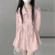 Fashionable, fresh and sweet dress fake two-piece 2025 spring new petite shirt skirt 1793