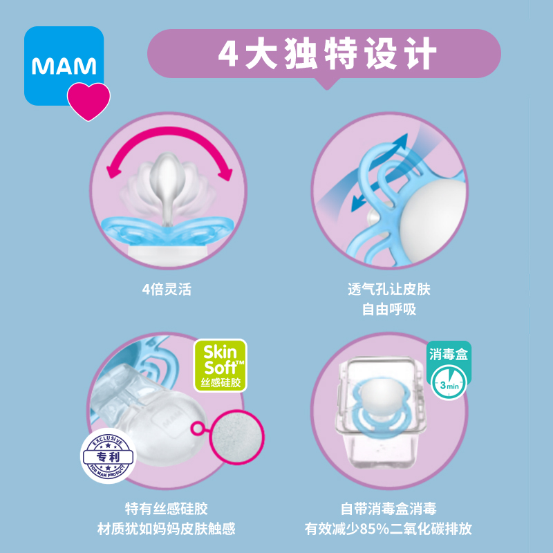 MAM美安萌安抚奶嘴perfect日用Matt防龅牙哄娃神器