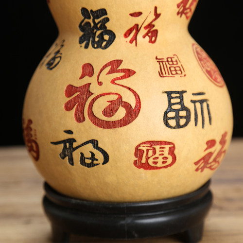 御如意天然真葫芦摆件工艺品礼品家居摆件中国风雕刻福字百福胡芦 - 图2