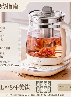 小熊养生壶YSH-D20T6大容量煮茶多功能家用烧水壶办公室煮茶器2L