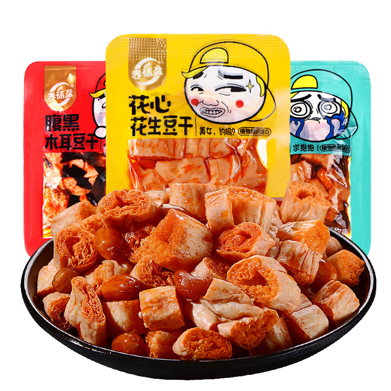 春福盈网红香菇豆干辣小零食辣条 春福盈豆腐干