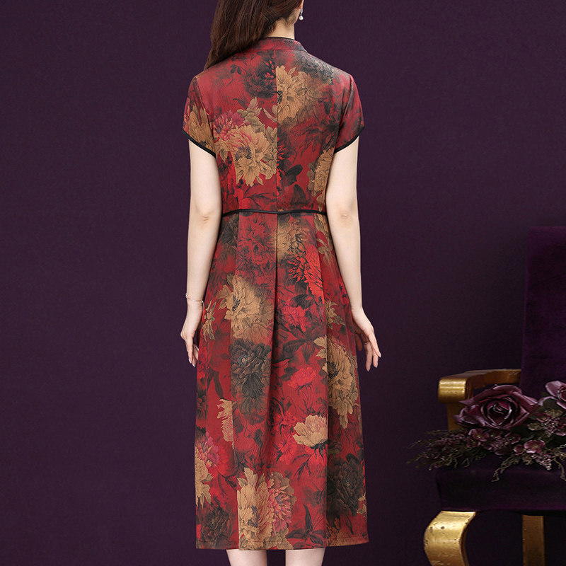 贵夫人醋酸缎面旗袍改良版连衣裙 啊萍啊城连衣裙