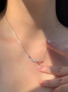 新款设计感精致超闪锆石小花项链女轻奢小众气质高级感配饰锁骨