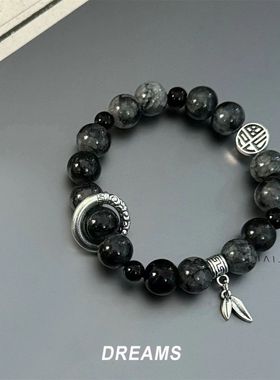 新中式冰裂串珠手链男款潮男高颜值2024新款小众高级感跑环手串