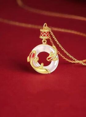 锦鲤平安扣项链中国珍尚女款2026新款好运生日礼物吊坠