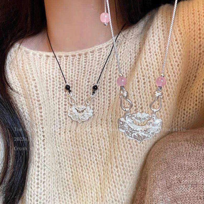 复古新中式平安锁项链女新款民族风气质脖颈链配饰高级感编织,淘宝优惠券,粉丝福利购,淘宝优惠卷