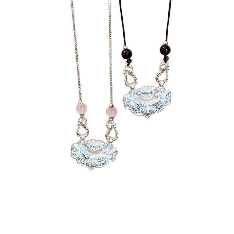 复古新中式平安锁项链女新款民族风气质脖颈链配饰高级感编织,淘宝优惠券,粉丝福利购,淘宝优惠卷