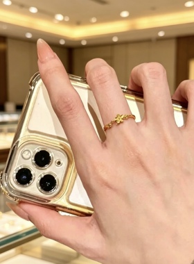金店同款仿真金色蕾丝桃花戒指开口可调节甜美食指环高级饰品送礼