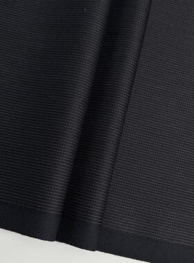 夏季精纺西装毛料 70%羊毛黑色竖条纹西服西裤面料马甲裙制服布料