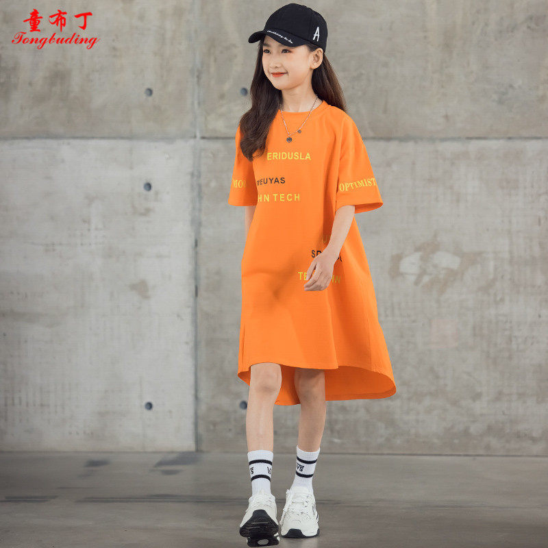 女童连衣裙2022新款个性短袖裙子 童布丁连衣裙