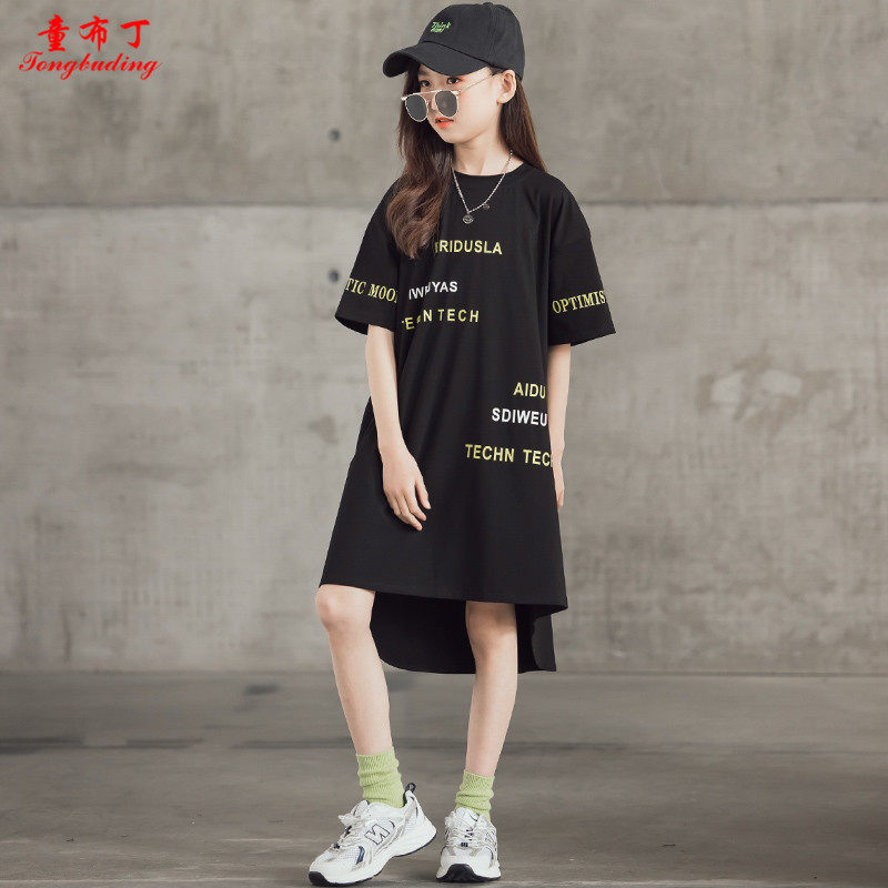 女童连衣裙2022新款个性短袖裙子 童布丁连衣裙