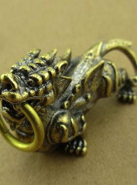 黄铜汽车钥匙扣礼品貔貅桌面摆件