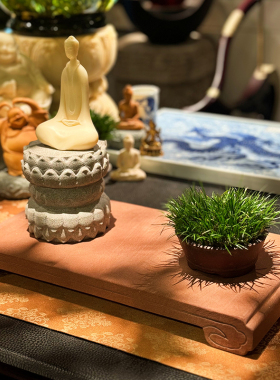高端中式书卷天然青石干炮台底座