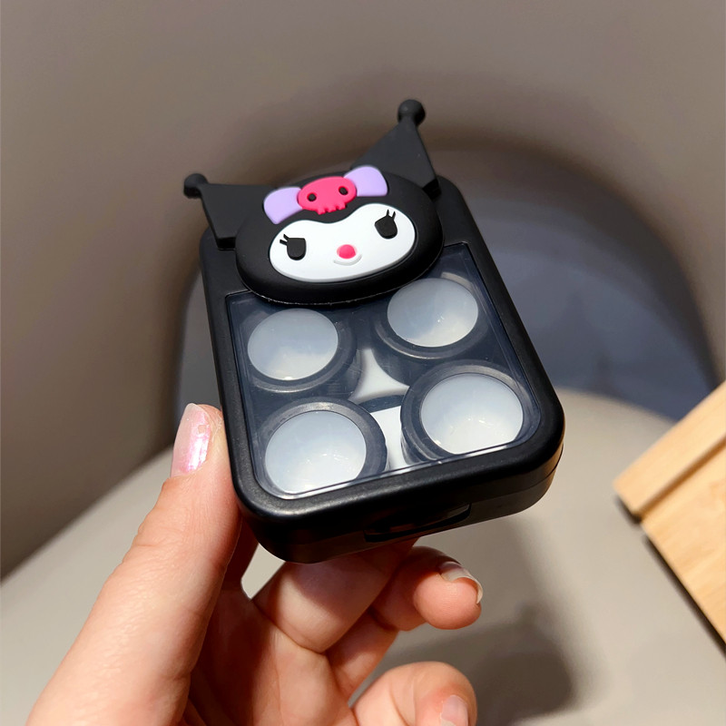 敲好看！隐形眼镜盒可爱卡通透明防漏可装两个美瞳盒子高级感便携 - 图1