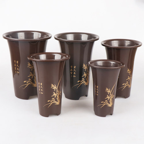 仿紫砂兰花盆大口径君子兰盆黑陶瓷高款兰草盆绿植专用花卉塑料 - 图1