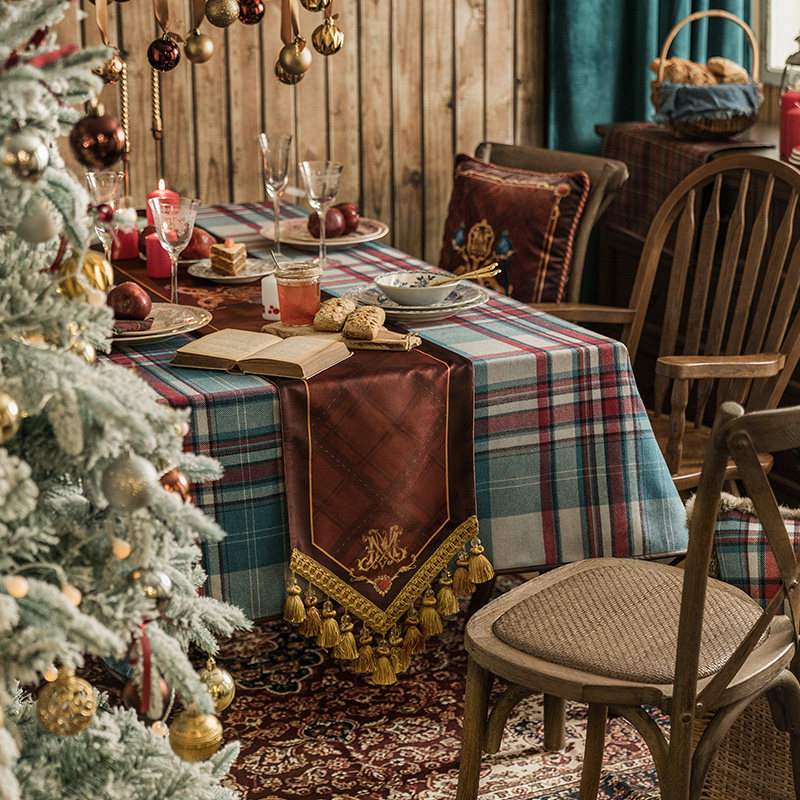 范居态度复古新年红色桌旗欧式英式电视柜茶几定制餐桌布圣诞布置,淘宝优惠券,粉丝福利购,淘宝优惠卷