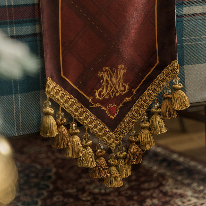 范居态度复古新年红色桌旗欧式英式电视柜茶几定制餐桌布圣诞布置,淘宝优惠券,粉丝福利购,淘宝优惠卷