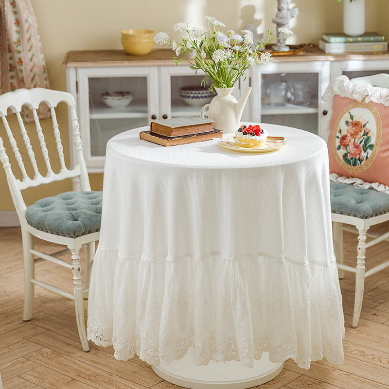 范居态度法式白色蕾丝桌布小清新高级感北欧台布野餐圆桌盖布圆形,淘宝优惠券,粉丝福利购,淘宝优惠卷