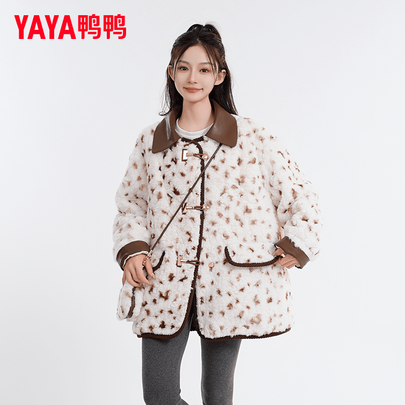 鸭鸭羽绒服女士短款2024秋冬季新款时尚显瘦双绒羊羔毛绒拼接外套_鸭鸭严选官方店_女装/女士精品-第4张图片-提都小院
