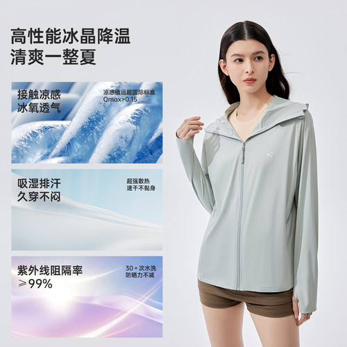 VVC女士防晒衣2025夏男女同款轻薄透气防晒服紫外线宽松连帽外套 - 图1