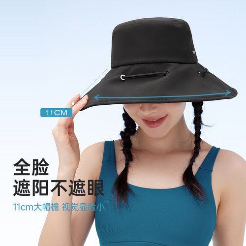 VVC防晒帽女26春夏新款工装渔夫帽户外出游大帽檐帽子骑车遮阳帽 - 图1