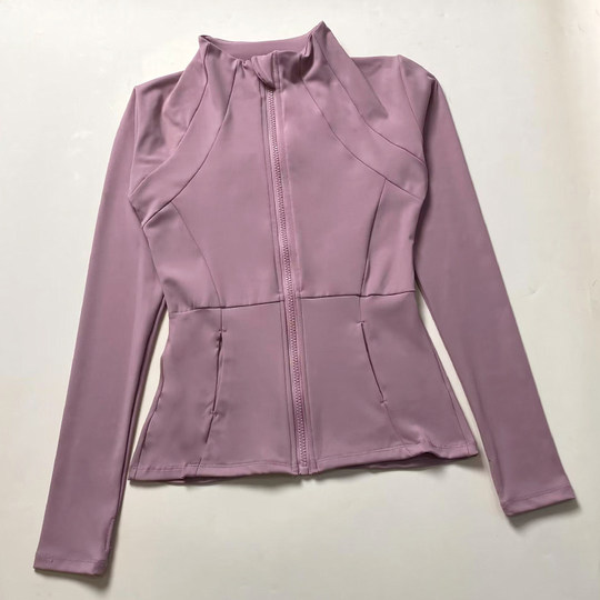 Slim-fitting sports coat with stand-up collar for women with nude look