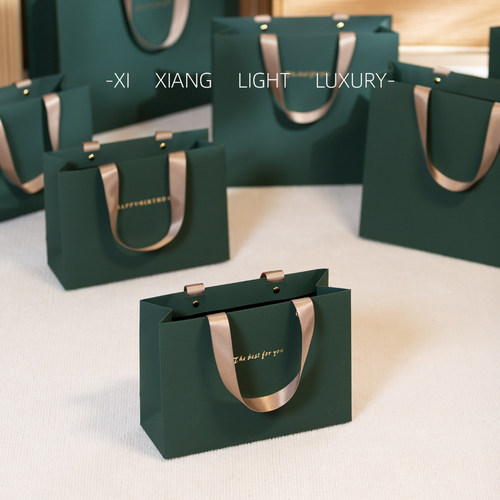 ins风磨砂纹理触感墨绿色高级感简约送礼手提袋礼品袋礼物袋 - 图0