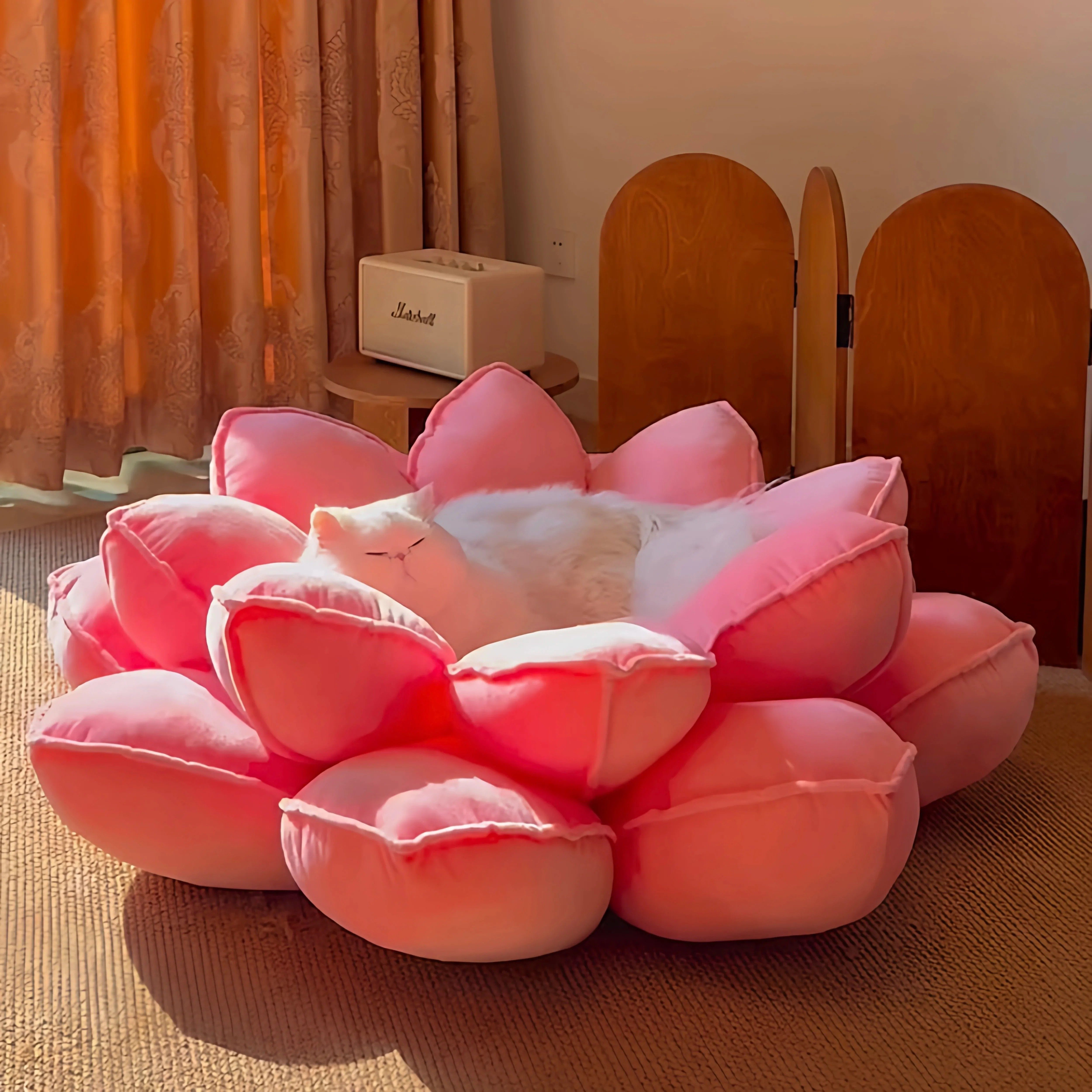 【好运莲莲】莲花猫窝保暖四季通用室内蒲团坐垫猫咪宠物毛绒沙发,淘宝优惠券,粉丝福利购,淘宝优惠卷