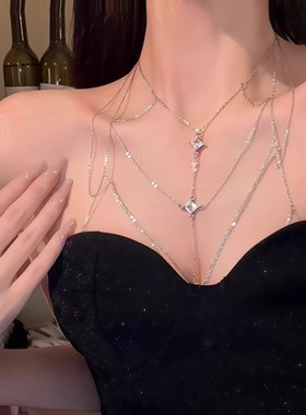 胸链身体链纯欲水钻性感锁骨链
