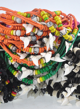 泰国鲨鱼牙齿项链男女个性吊坠东南亚饰品小众海洋风牙雕手工艺品