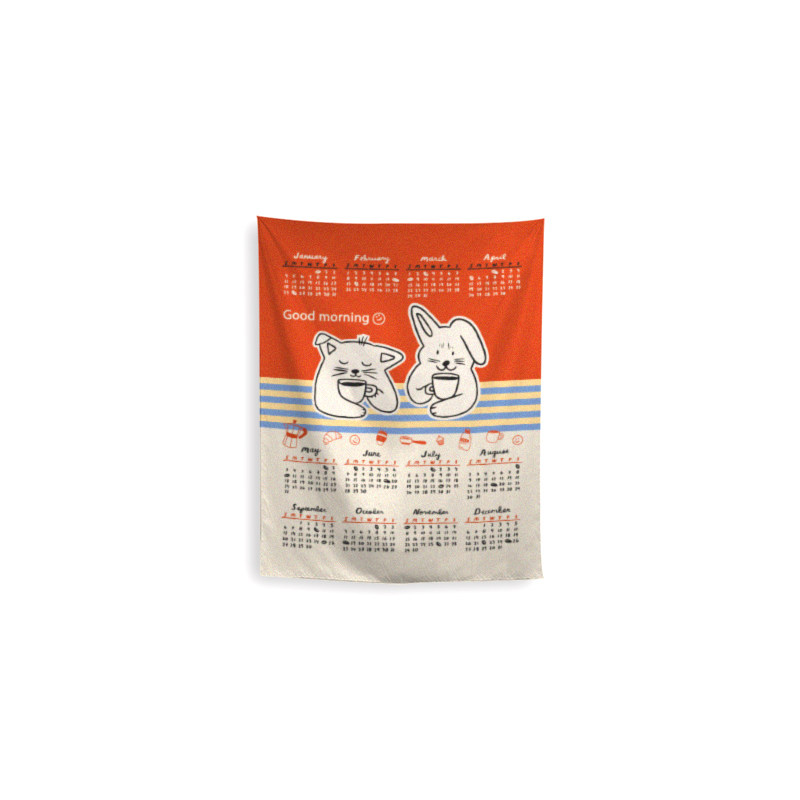 马吉吉 「爱喝咖啡的猫兔」2026可爱卡通日历装饰挂历挂布背景布,淘宝优惠券,粉丝福利购,淘宝优惠卷