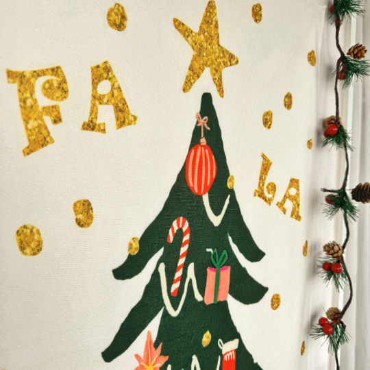 马吉吉自制 新款圣诞树背景布圣诞节咖啡店竖版长条装饰挂布定制