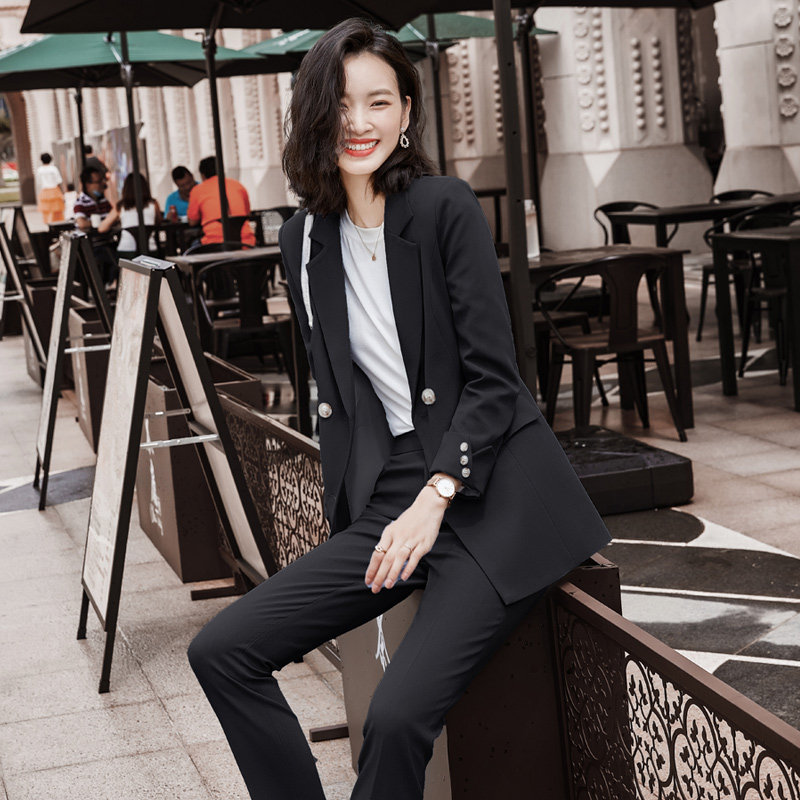气质女神范秋冬总裁两件套ol小西装 语晗职业女裤套装