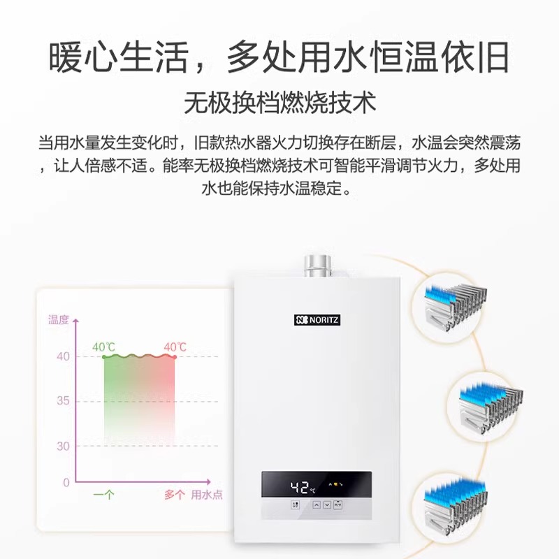 NORITZ/能率P9/P7/JD01/E3/E4燃气热水器13升16升强排式智能恒温 - 图2