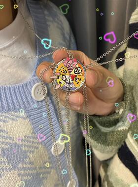 三丽鸥磁吸披萨项链女库洛米kt猫迪士尼海绵宝宝闺蜜吊坠友谊礼物