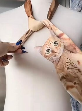 猫咪领带搞怪动物图案领