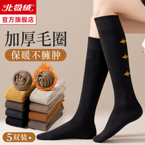 Socks and socks Children fall winter plus suede Long Sox 2022 New winter pure cotton slim leg thick woolen lap calf socks JK